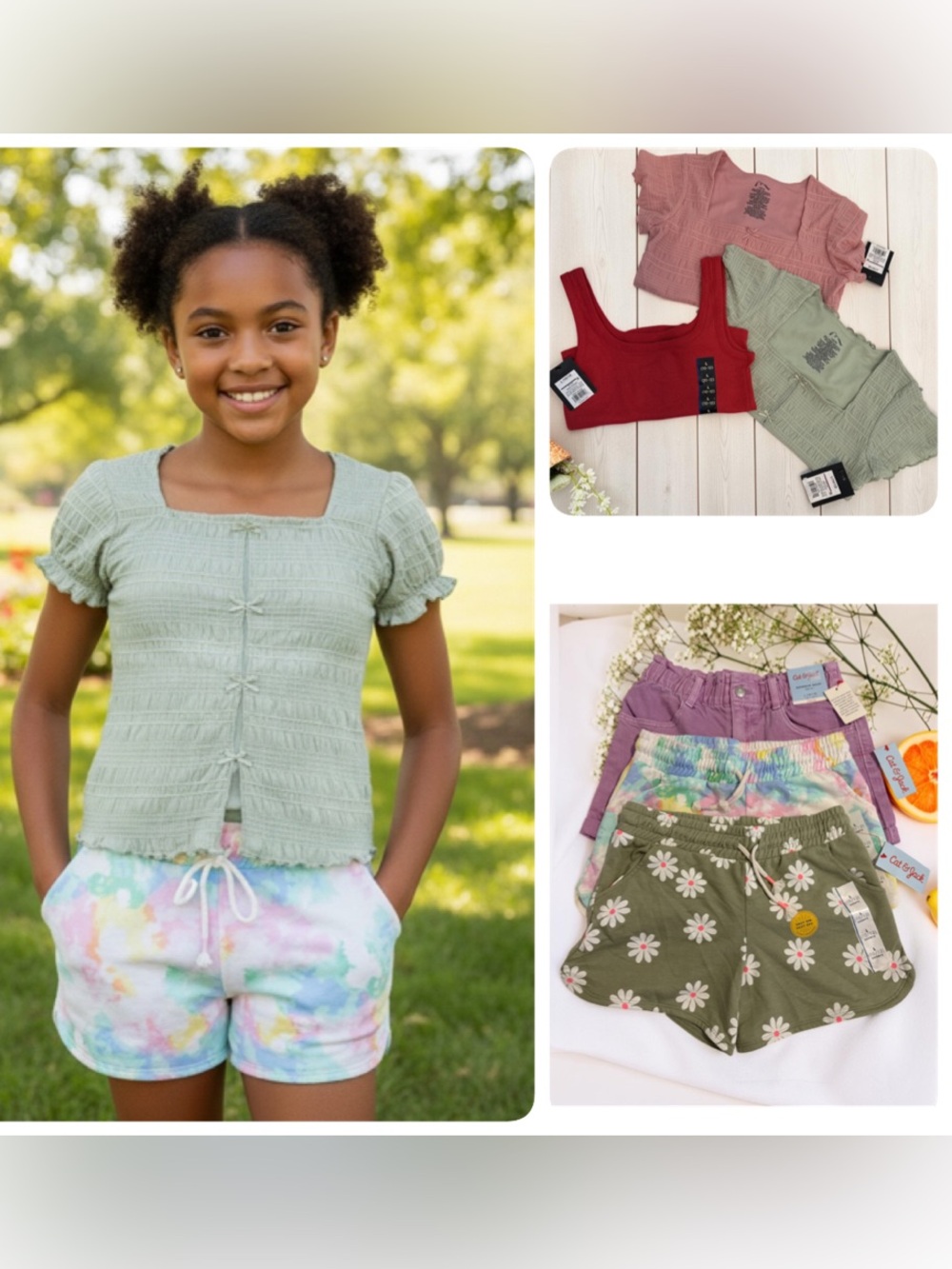 Cat & Jack Girls Mix Match Summer Clothing Lot 6 PC Size L 10/12 NWT